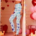 thumbnail image 2 of Ecqkame Women's Valentines Day Leggings Hearts Print Yoga Sports Fitness Pants Casual Hip Stretch Tight Pants White M, 2 of 9
