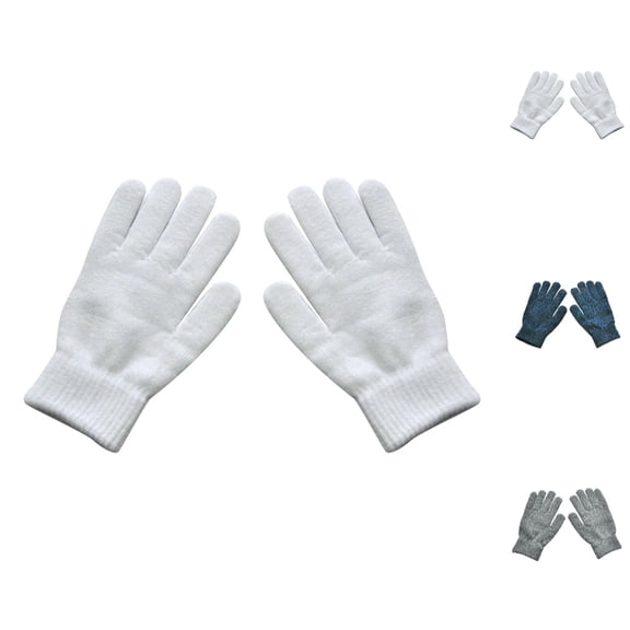 HJYCHN Winter Gloves for Men Women Full Finger Insulated Ribbed Texture Solid Color Cold Weather Gloves White One Size