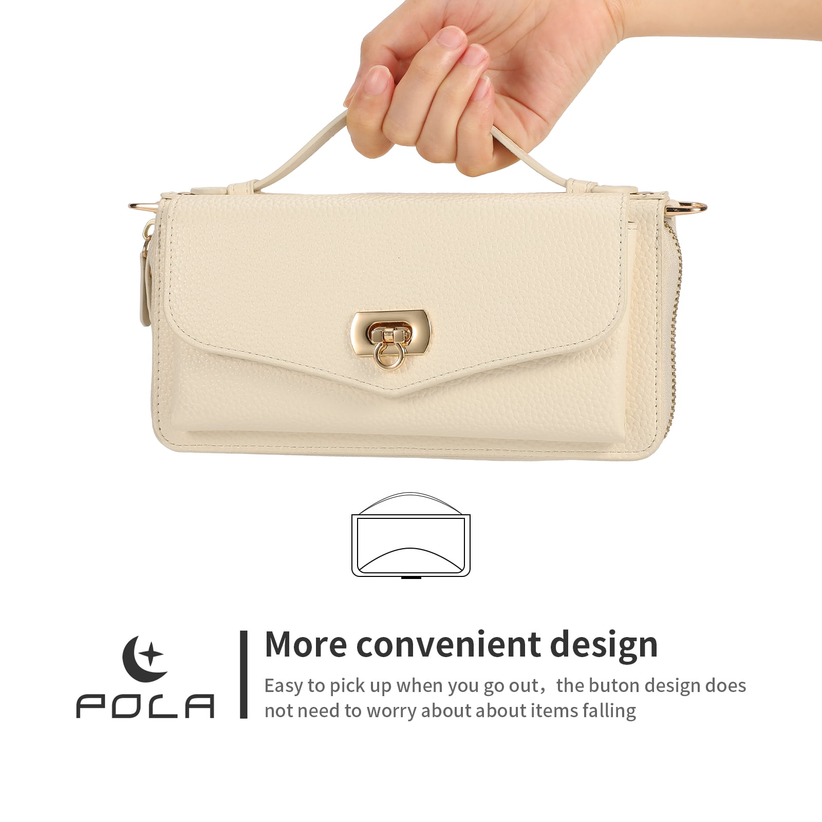 Dteck Crossbody Wallet Case for iPhone 17 Pro Max, Magnetic Detachable Floral PU Leather Phone Case with RFID Blocking Card Holder Wristlet Mirror Flip Zipper Shoulder Purse Bag for Women, Beige