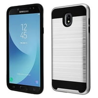 Samsung Galaxy J7 2018, J737, J7 V 2nd Gen, J7 Refine - Phone Case Shockproof Hybrid Rubber Rugged Case Cover Brushed Silver