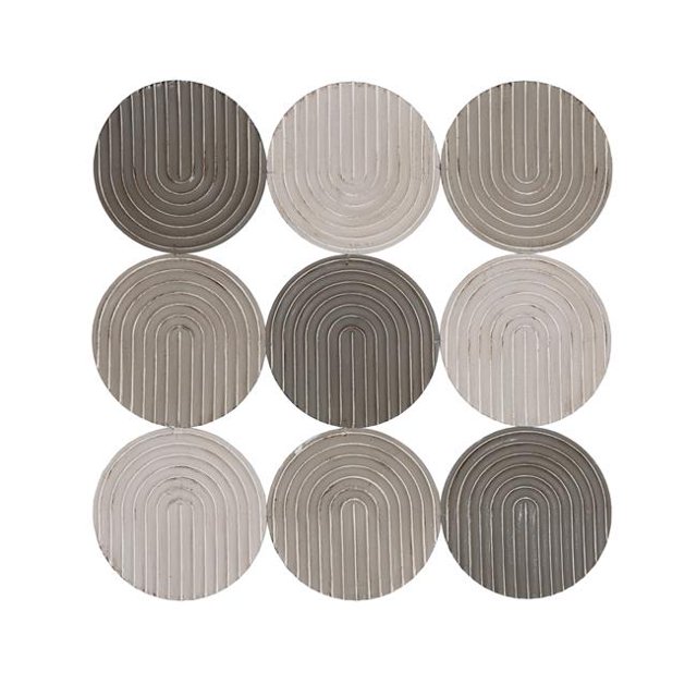 HomeRoots 402619 Neutral Textured Metal Plate Wall Decor, Gray