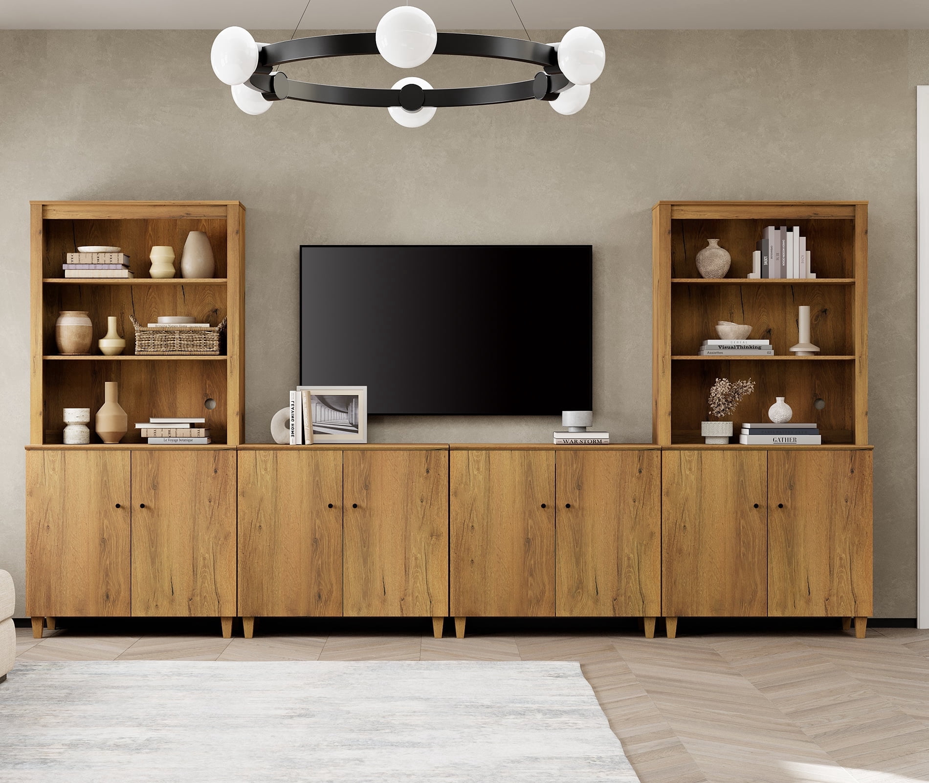 Acme Halden Entertainment Center, Merlot Wood, Glass (TV Stand