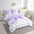 thumbnail image 3 of jejeloiu Cartoon Bow 7 Pieces Bedding Comforter Set,Purple Polka Dots Full Bedding Set For Girl Reversible, 3 of 8