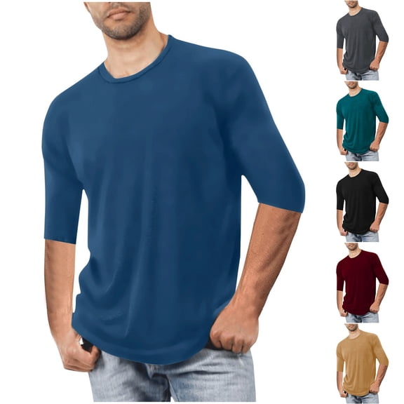 Mens Fashion Short Sleeve Tshirts Workout Oversize Pullover Solid Color Casual Tees Black L