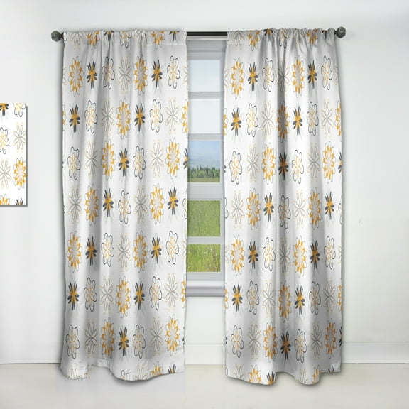 Designart 'Floral Retro Pattern VIII' Mid-Century Modern Curtain Panel