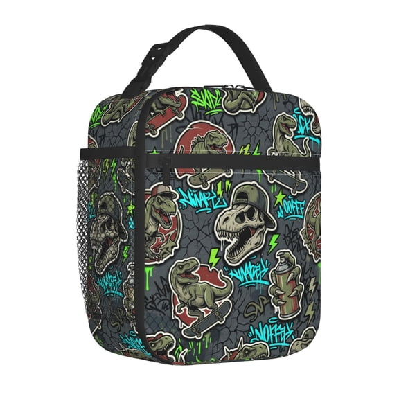 Dinosaur Lunch Bag For Women Men, Cute Reusable Dinosaurs Theme Lunch Bags, Small Portable Foldable Insulated Lunch Box For Work Office Picnic