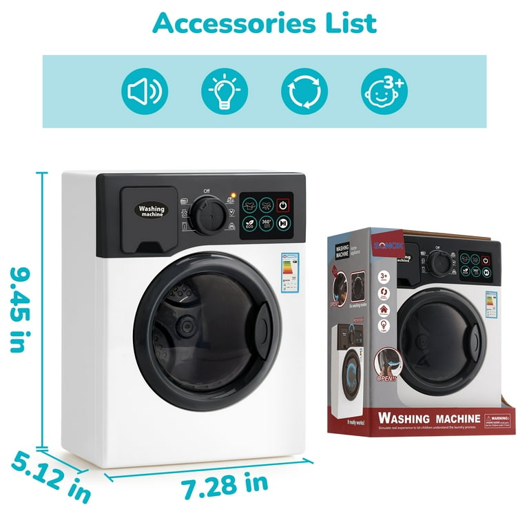 SQNOX Washing Machine Toy for Kids 2+, Toddler Playset, Realistic