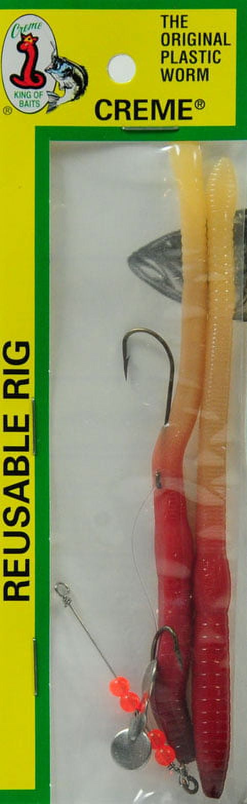 (3 pack) Creme 6" Scoundrel Worm Rig Lure, Live Color