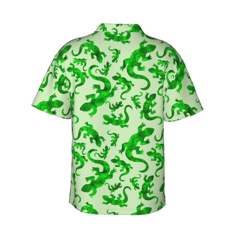Daiia Green Lizard Hawaiian Shirt for Men Gentle Cotton Regular