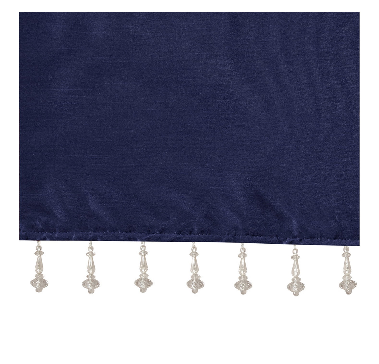 Lightweight Faux Silk Valance With Beads Navy 50x26"
