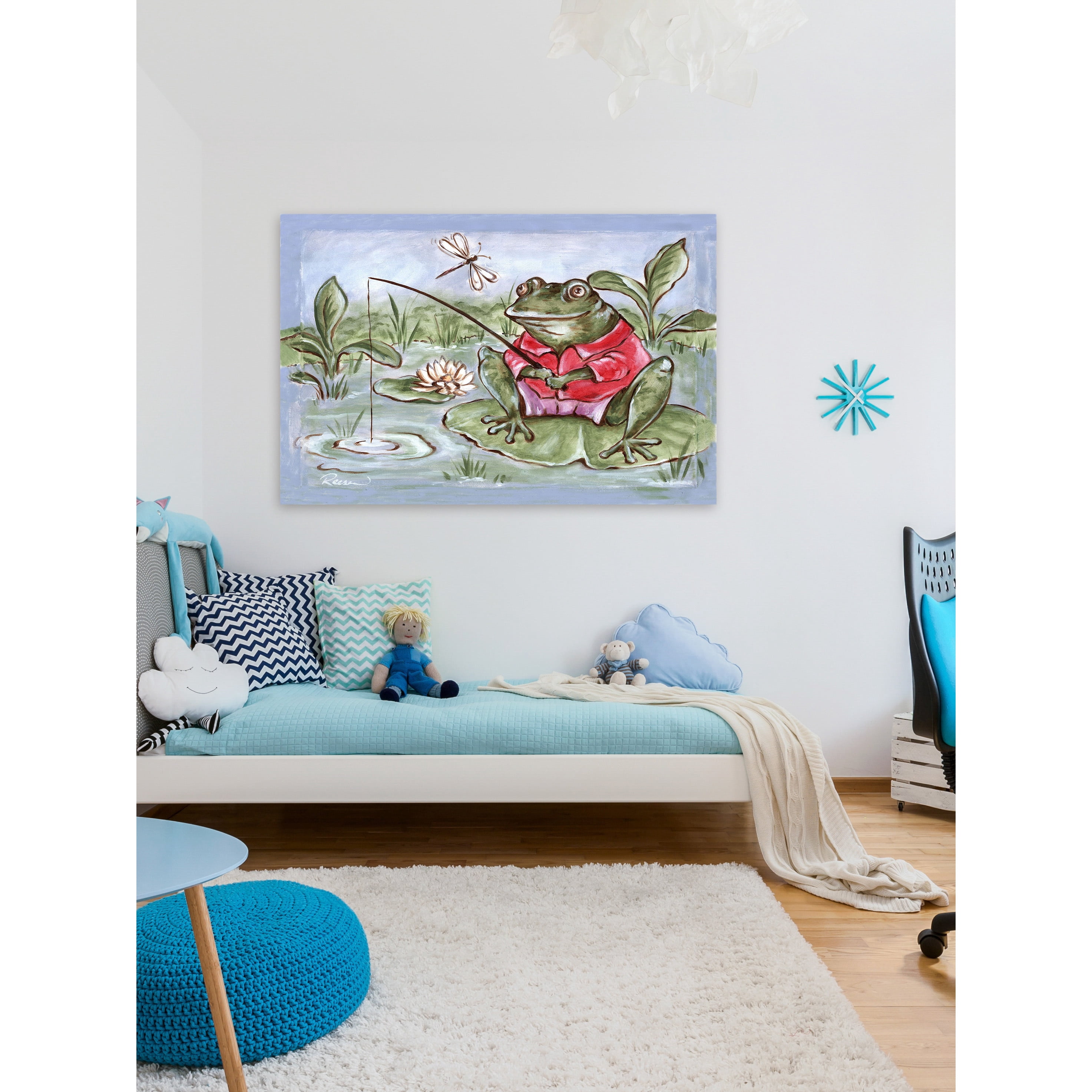 Marmont Hill "Freddie Gone Fishing" by Reesa Qualia Painting Print on Wrapped Canvas