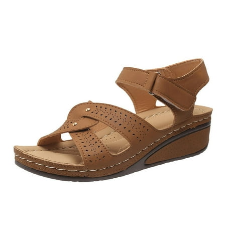 

Funicet Womens Sandals Women s Arch-support Sandals Shoes Ladies Beach Orthopedic Sandals Summer Non-Slip Causal Sandals Brown 41