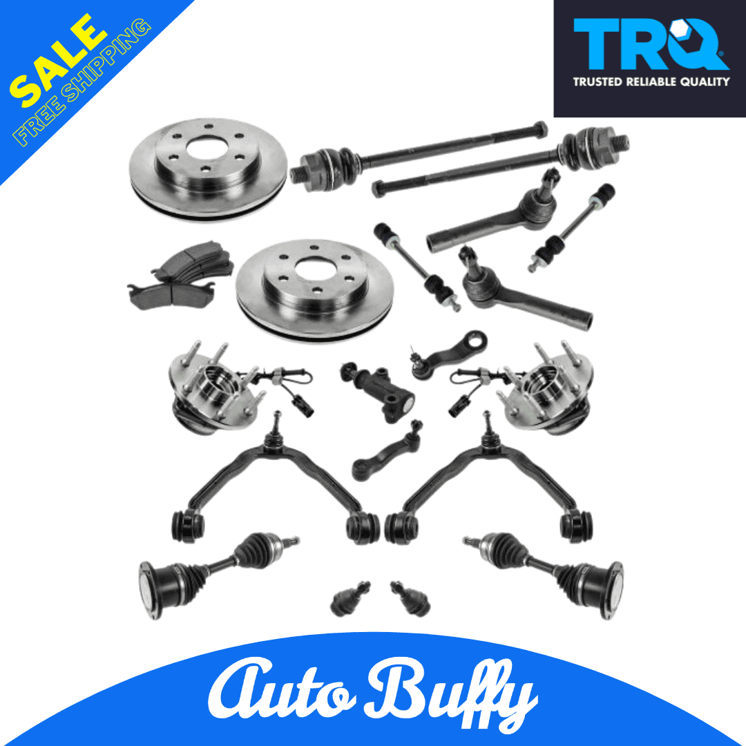 TRQ 20 Piece Steering Suspension Brake Kit Control Arms CV Axles Pads w ...