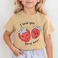 thumbnail image 2 of MIXUE Toddler Girls Tops & T-Shirts Summer Cute Strawberry Print Round Neck Short Sleeve Fashion Casual Tshirts Outwear,Beige,3-4 Years, 2 of 4
