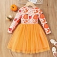 thumbnail image 5 of Tisuna Halloween Mesh Dress For Girls Toddler Pumpkin Print Long Sleeve Crew Neck Dresses Soft Leisure Autumn Girls Dress Orange Size 5-6 Years, 5 of 8