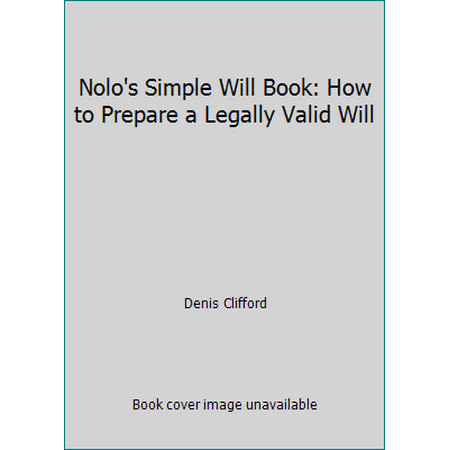 Pre-Owned Nolo's Simple Will Book (Paperback) 0873370171 9780873370172
