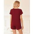 thumbnail image 3 of Ensemble de Pyjama 2 Pcs pour Femmes Manches Courtes Vêtements de Nuit Doux Col Rond Ensemble de Shorts Imprimés avec Poches P-TTG, 3 of 5