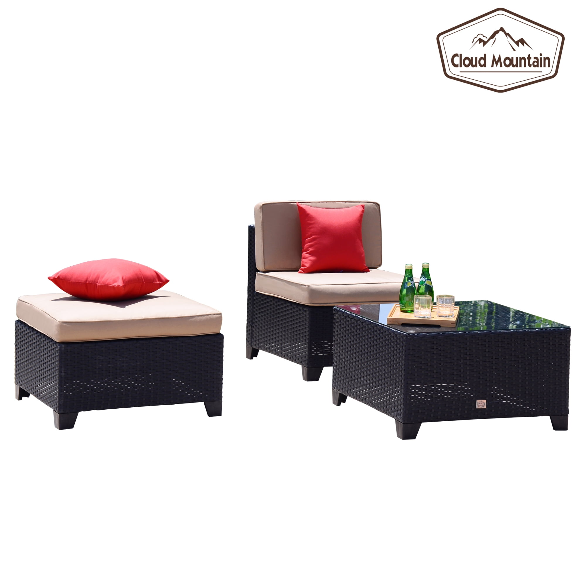 Cloud Mountain Wicker 5 Piece Patio Secional Sofa Set Com