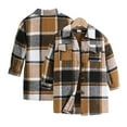 thumbnail image 3 of Chenyin Little Girls Plaid Trench Coat Kids Button Woolen Windbreaker Jacket Toddler Fall Winter Long-Sleeved Long Section Outerwear for 4-7 Years Old, 3 of 9