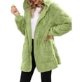 thumbnail image 3 of Chaqueta de Mujer con Cremallera, Bolsillos, Sudadera Larga Extragrande con Capucha, Mangas Largas y Suave, Abrigo de Peluche Cálido Verde XXL, 3 of 8