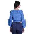 thumbnail image 2 of Moomaya Haut Court Imprimé pour Femmes Style Enveloppant Manches Longues à Volants Blouse d'Été Décontractée, 2 of 5