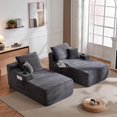 thumbnail image 5 of Leumius 69" Oversized Double Chaise Lounge Sofa Bed,L-Shape Chaise with R-Shape Chaise with Deep Seat for Living Room,No Assembly Required,Gray, 5 of 13