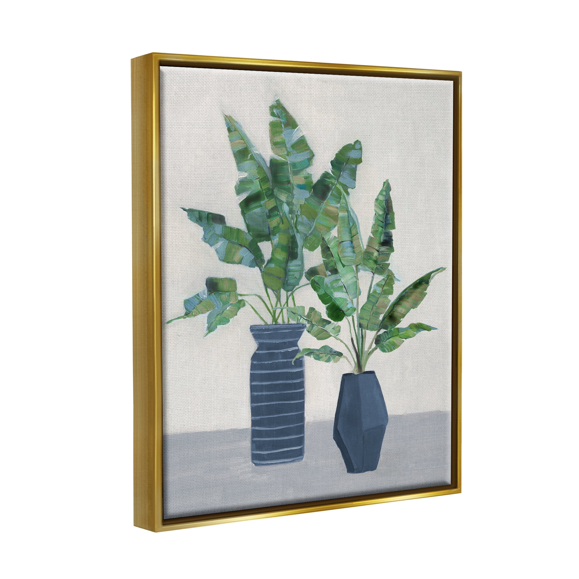 Stupell Industries Plant Bouquets Still Life Botanical & Floral Painting Gold Floater Framed Canvas Art Print Wall Art, 17 x 21