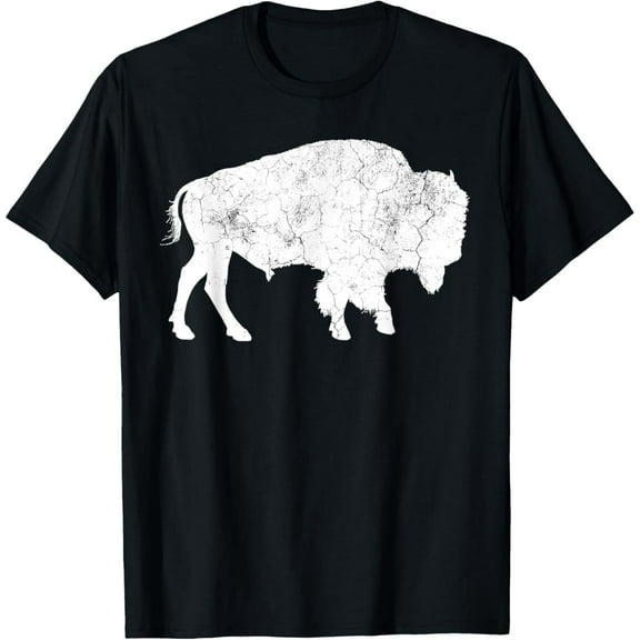 Distressed Buffalo Retro Bison Animal Lover Shirt Men Women T-Shirt100% cotton
