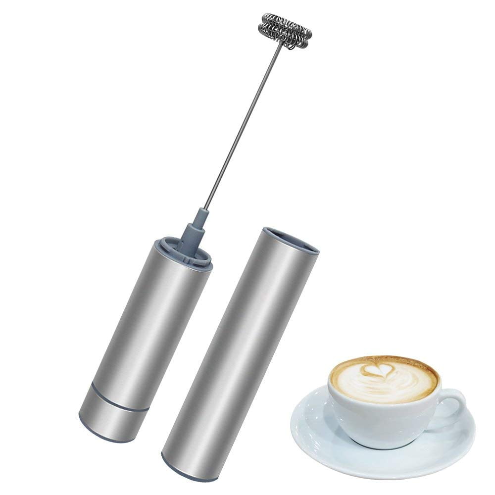 Moontie Milk Frother Handheld Battery Operated Milk Frother Stainless Steel Foaming Blender for Espresso Cappucino Latte Maker Whisk Eggs 