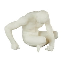 10" x 10" White Polystone Sitting People Sculpture with Shimmer, by DecMode