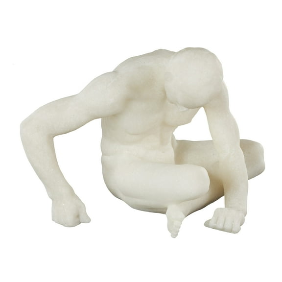 10" x 10" White Polystone Sitting People Sculpture with Shimmer, by DecMode