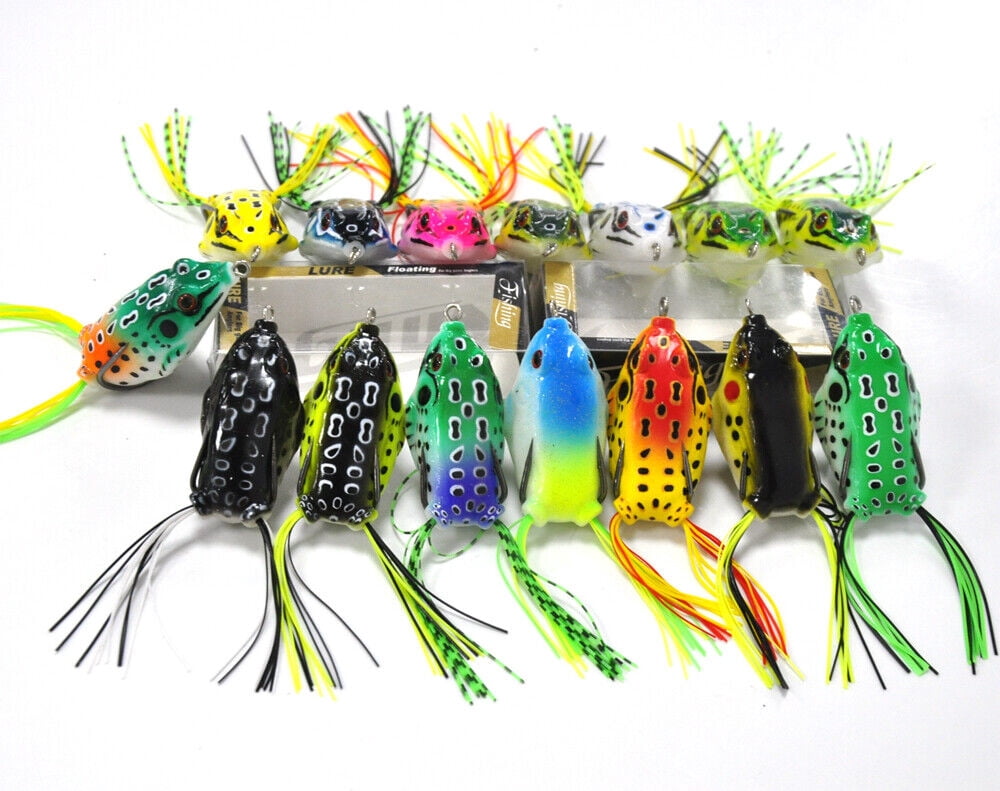 60Pcs Hollow Body Rubber Frog Fishing Lures Topwater Kit 5.5cm With Box 12 Colors