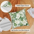 thumbnail image 4 of PBOBRIICH Green Throw Pillow Covers Set of 4,White Flower Linen Pillowcase for Living Room Bedroom Decor,18x18 Inch, 4 of 5