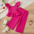 thumbnail image 4 of Toddler Girl Fall Outfits Girls Outfits Bow Tie Blouse Short Sleeve Elastic Waist Playful Pants Little Girls Clothes Red 4 Years-5 Years, 4 of 5