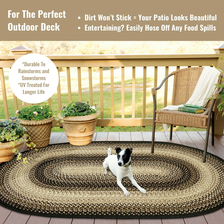  Homespice Black Braided Area Rug and Pet Friendly Rugs Washable  4x6', The Ideal Solid Color Braided Rug for Indoor and Outdoor Use : Pet  Supplies