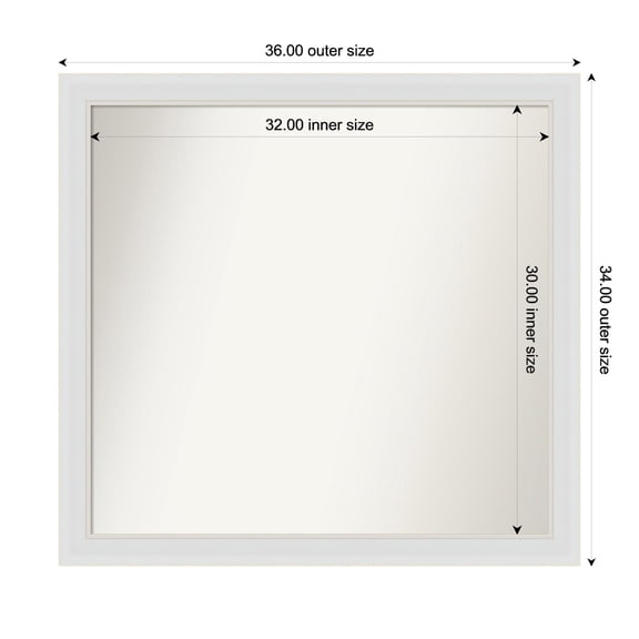 Amanti Art Custom Framed Wall and Bathroom Mirror (34 x 36 in.), Flair Soft White Frame