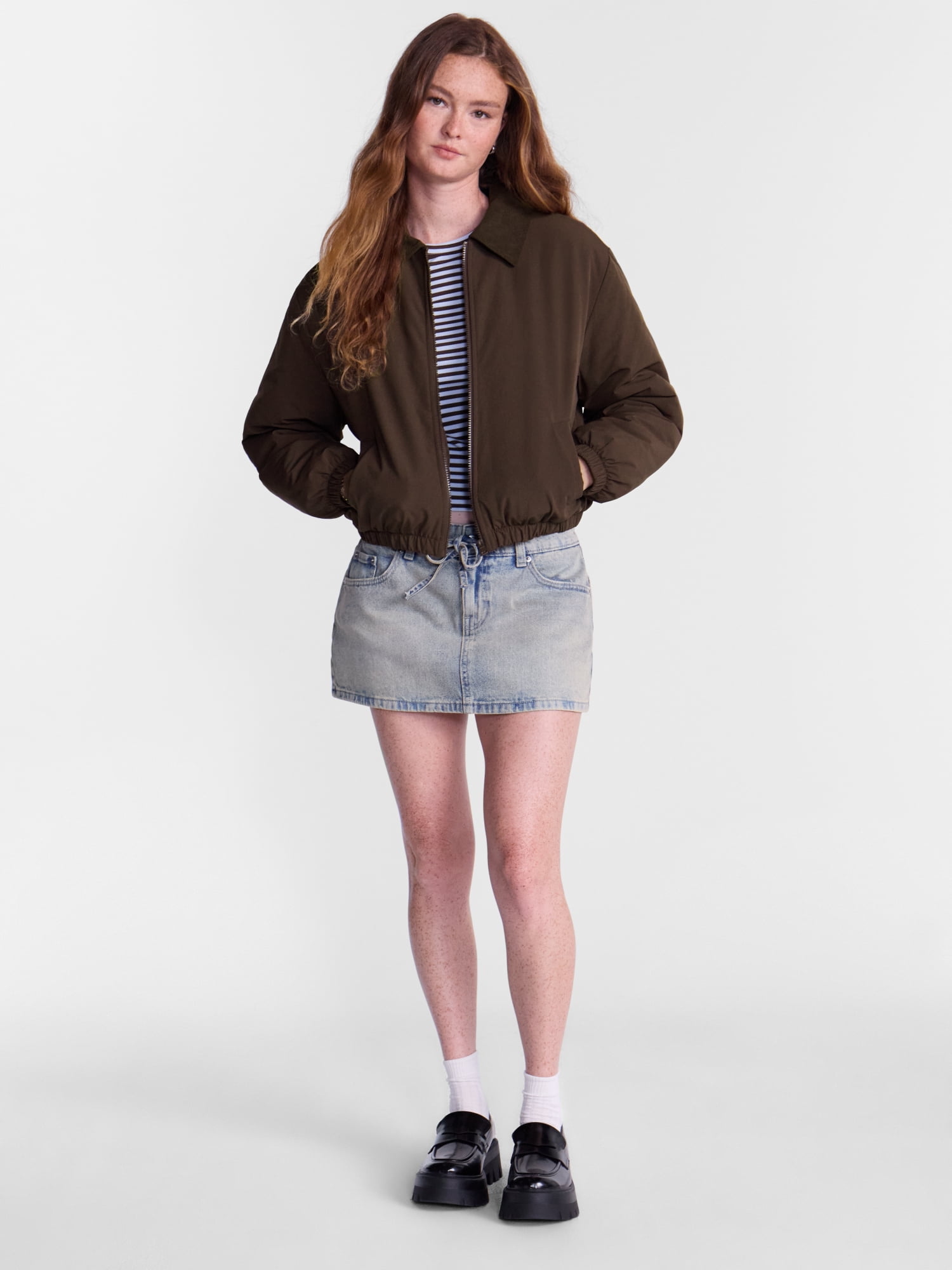 No Boundaries Puffer Barn Jacket, Women's and Women's Plus XXS-4X