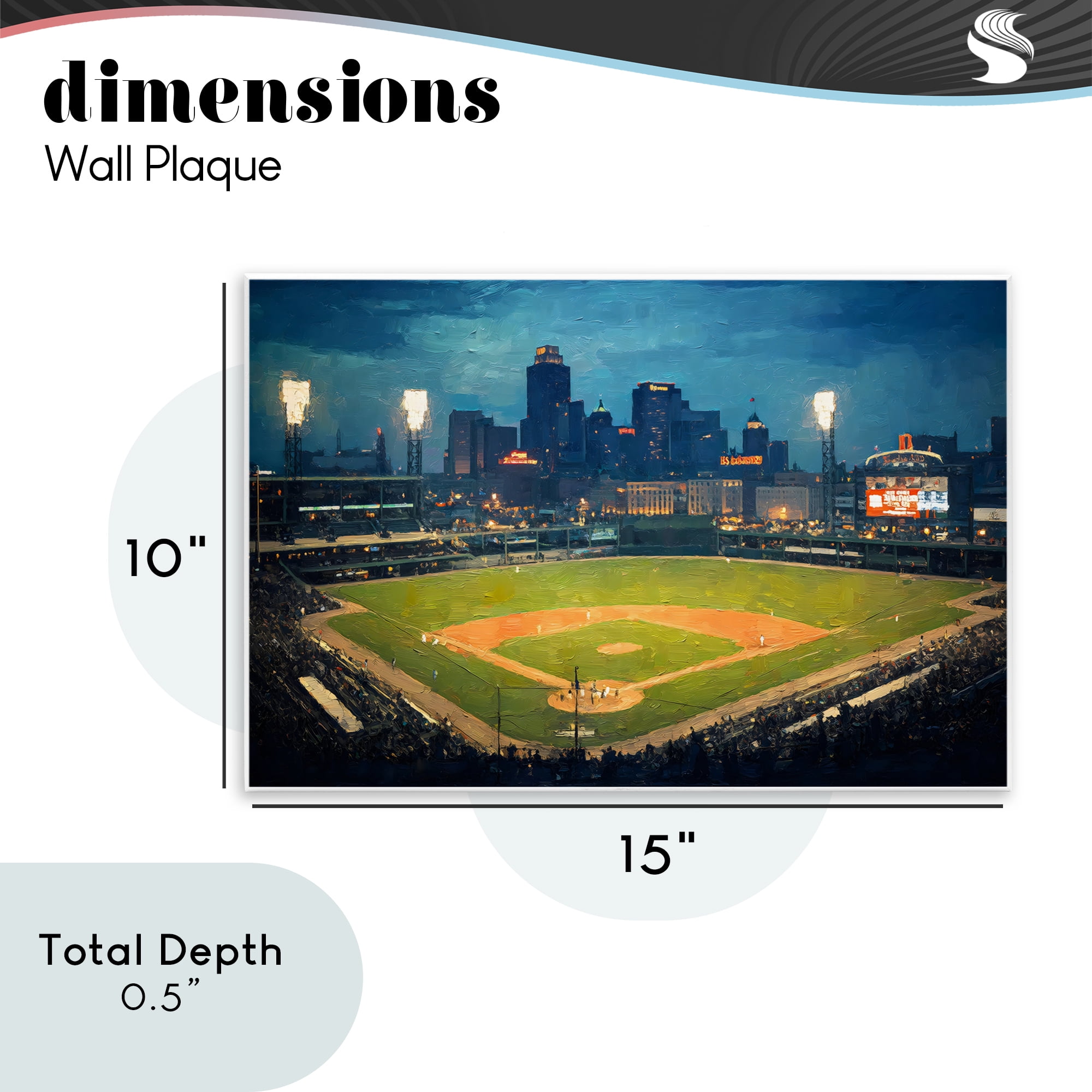 Baseball Stadium at Night Wall Plaque Art, design by Arlington Prints