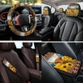 thumbnail image 4 of Binienty Highland Cow Print Car Seat Covers Full Set with Armrest Cover Steering Wheel Cover Headrest Covers Seat Belt Pad Removable Aztec Sunflower Car Interior Accessories for Women, Easy Install, 4 of 8