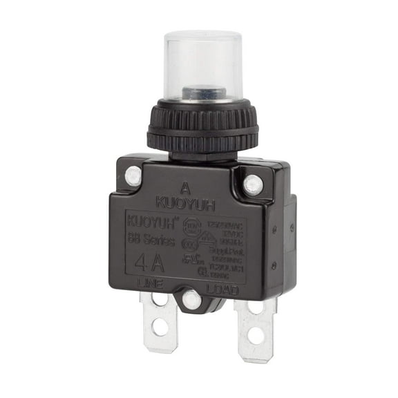 KUOYUH 4 Amp 125/250VAC 32/50VDC 88 Series Push-To-Reset Thermal Overload Protector Circuit Breaker