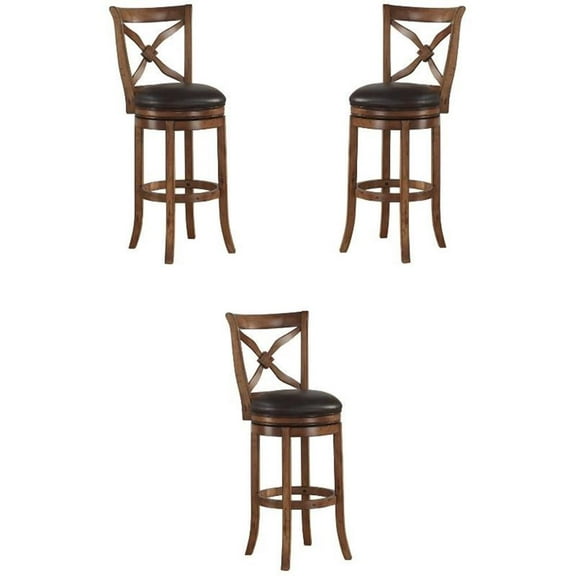 Home Square 26" Swivel Counter Stool in Light Oak - Set of 3