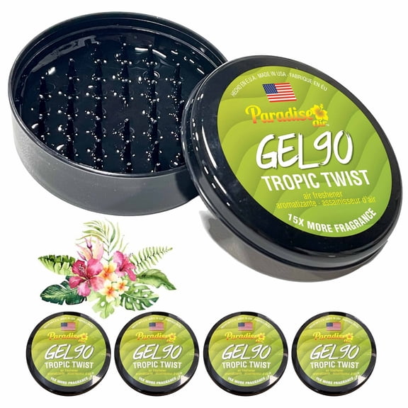 4 Pc Paradise Gel Air Freshener 90 Days Lasting Aroma Car Fragrance Scent Tropic