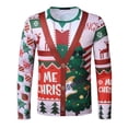 thumbnail image 1 of Blusa informal de manga larga con cuello redondo y estampado navideño para hombre Pompotops  oipoqjl2453, 1 of 7