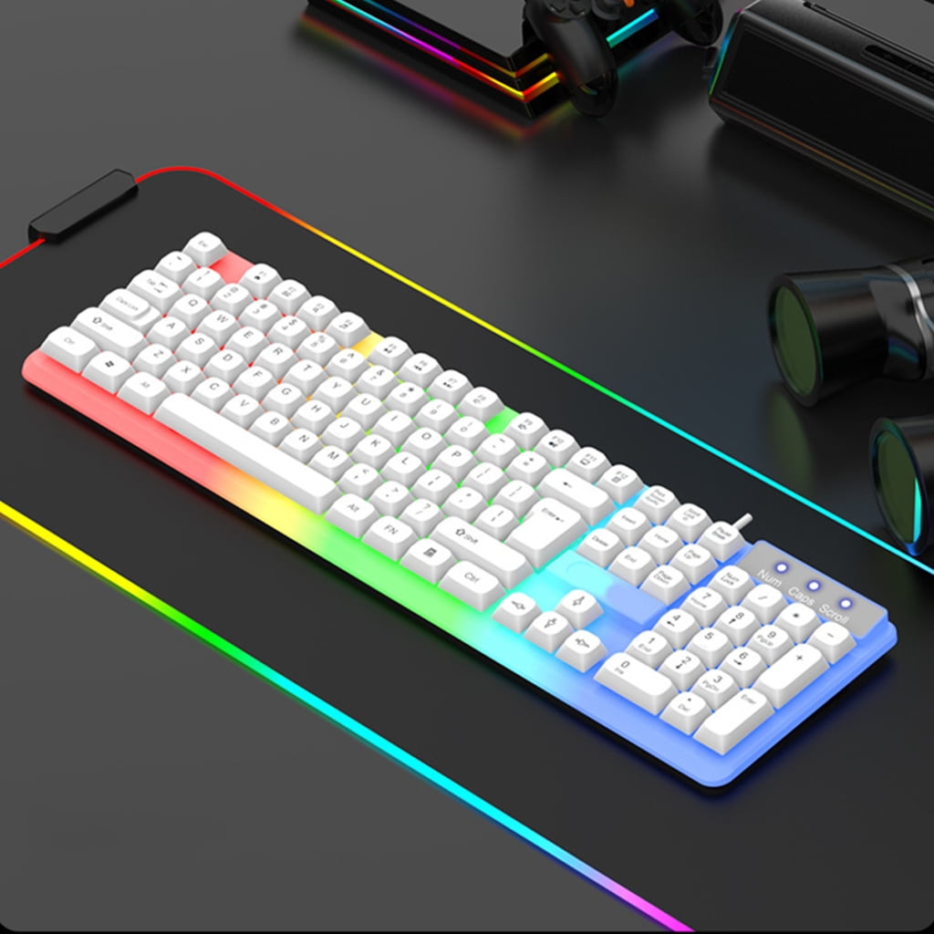 KCAHPAN Gaming Keyboard Full Size LED Backlit Quiet Computer Keyboard 104 Keys Corded Keys