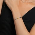 thumbnail image 5 of 925 Silver and 10K Yellow Gold Yellow Citrine and Blue Created Sapphire and White Lab Grown Diamond Bracelet for Women (2.01 Cttw, Gemstone November Birthstone, Oval, Wheat Chain, 7.5 inches), 5 of 5