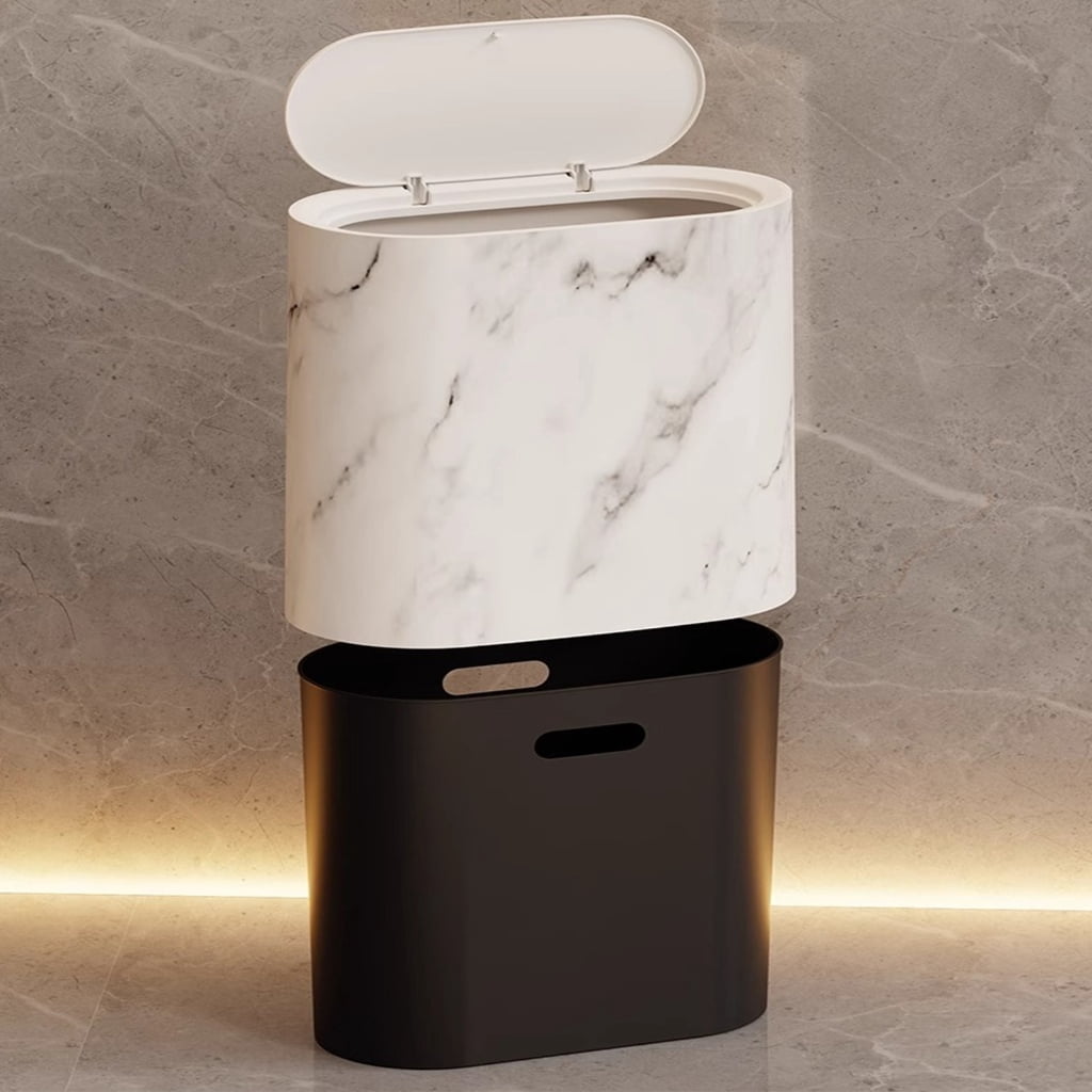 WINDLAND Space Saving Garbage Bin Bathroom Waste Container Leakproof Lid Small Trash Can