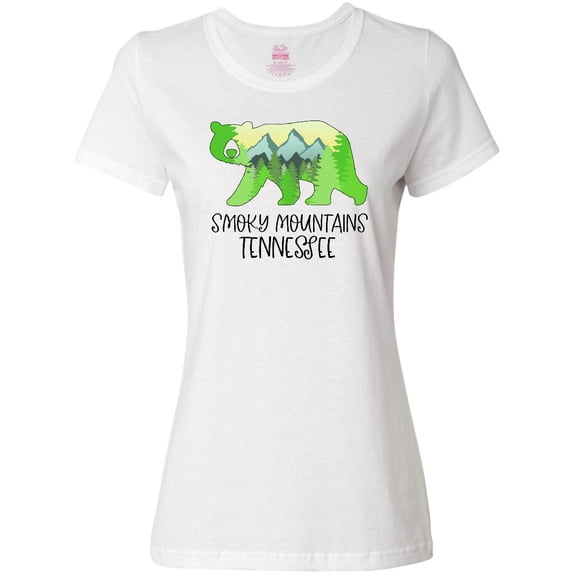 Inktastic Smoky Mountains, Tennessee- Mountains and Bear Shape Women's T-Shirt