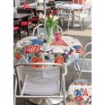 thumbnail image 5 of Outdoor Tablecloth with Umbrella Hole for Patio/Picnic/Party/Camping, Independence Day Waterproof Table Cloth Round Cover Washable, Gnomes American Flag Flowers Grey Wooden (Dia 54"), 5 of 9