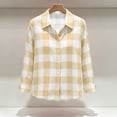 thumbnail image 4 of Luivaraty Flannel Plaid Shirts for Women Button Down Lapel Tops Fashion Casual Long Sleeve Dressy Shirts，S-2XL, 4 of 6