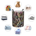 thumbnail image 4 of Balery Watercolor Romantic Paisley Cesta de ropa redonda con asas, impermeable, independiente, para ropa, juguetes, dormitorio y familia-Small, 4 of 6